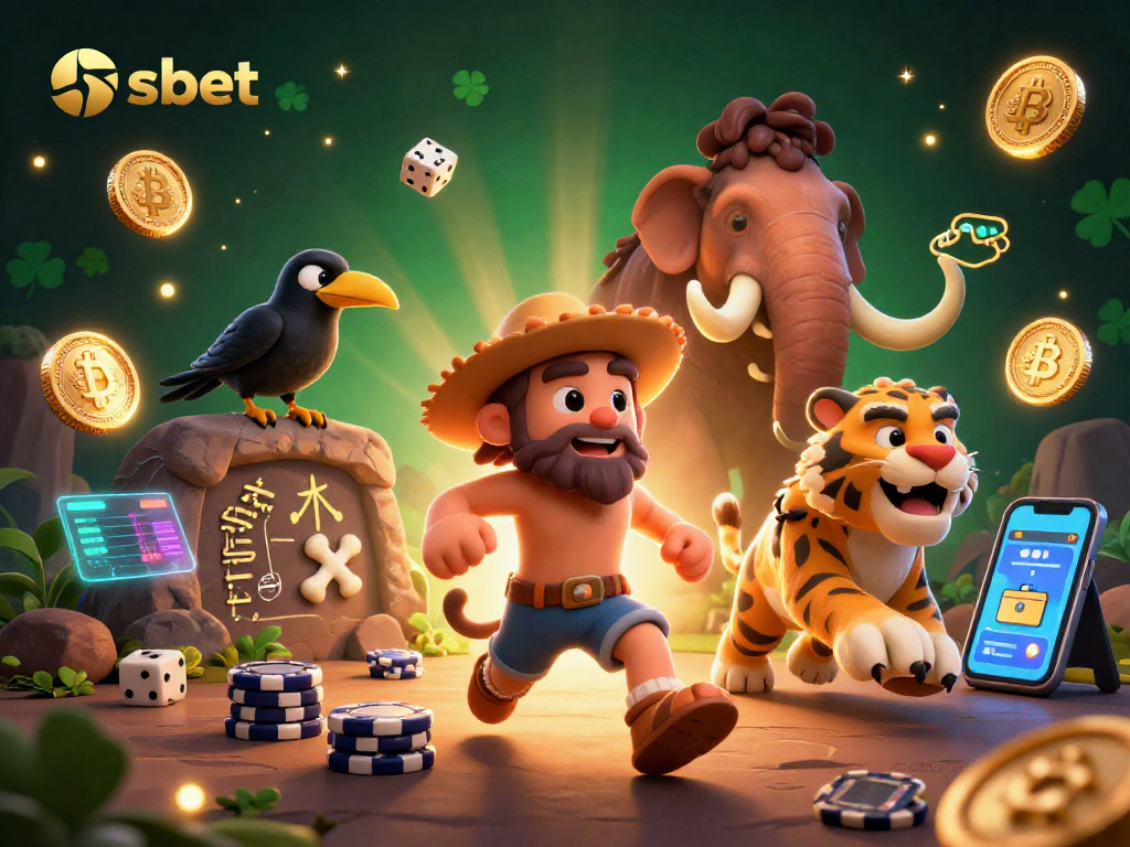 Experience shbet's thrilling gaming in a festive prehistoric casino with dynamic 3D characters.