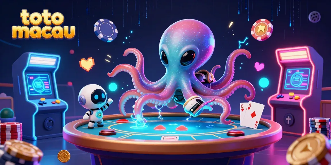 Experience thrilling gameplay at toto macau with an alien octopus mastering poker in a vivid 3D casino.